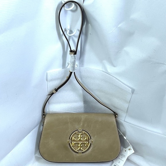 Tory Burch Handbags - Tory Burch Miller Leather Clutch. Almond Flour/Gold. NWT. Leather Dents.